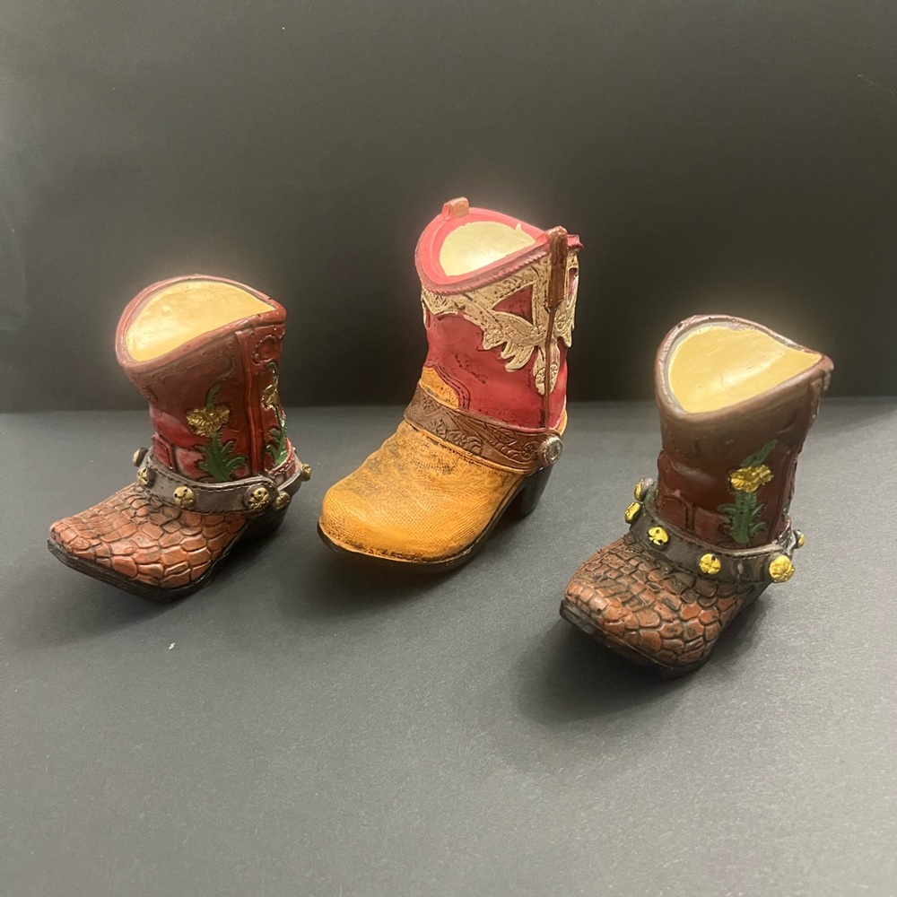 Miniature cowboy boots made of Resin Set Of Three